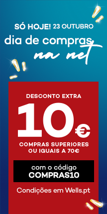 Dia de Compras na Net - s&oacute; hoje ! 23 de outubro. Desconto extra de 10&euro; em compras superiores a 70&euro; com o codigo OMPRAS 10. Consulta condi&ccedil;&otilde;es em wells-pt
